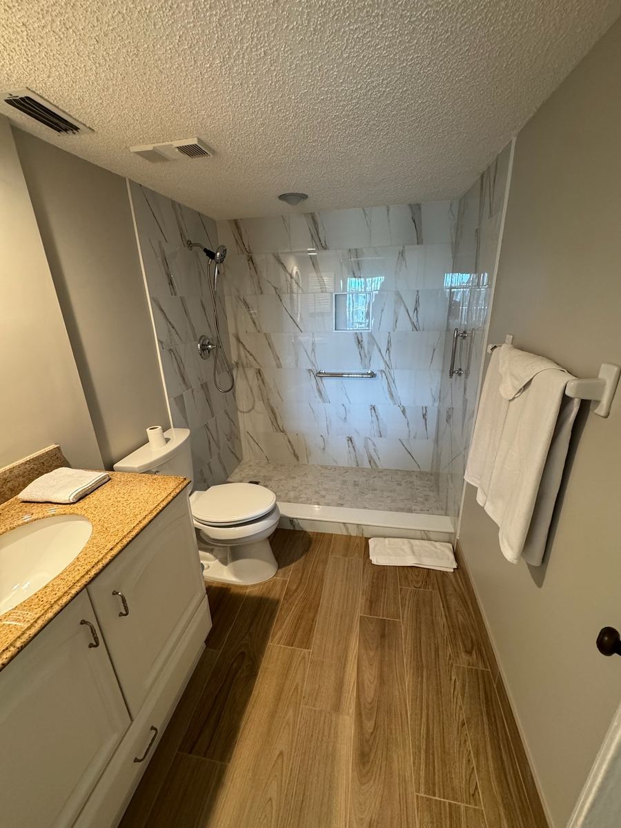 LVP plank flooring installed in a bathroom, St. Augustine FL